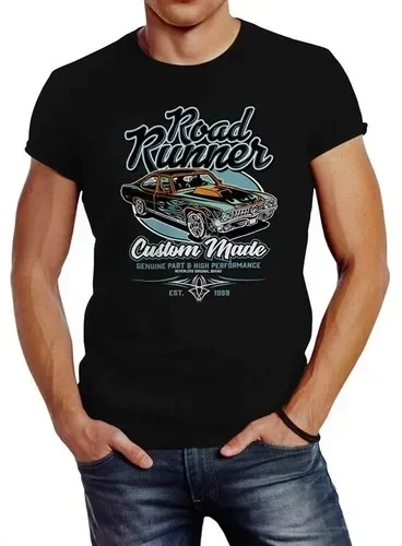 Herren T-Shirt Roadrunner American Muscle Car Tuning Retro Sports Car Vintage