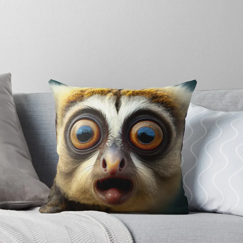 A Shocked Slow Loris Throw Pillow Cushion Cover For Sofa Pillow Cases pillows decor home pillow