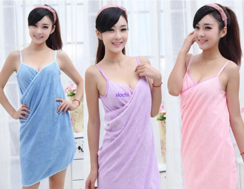

New Beach Spa Towel Solid Color Sling Bathrobe Bath Skirt Absorbent Quick-drying Bath Towel Fashionable Lady Wearable Bath Towel