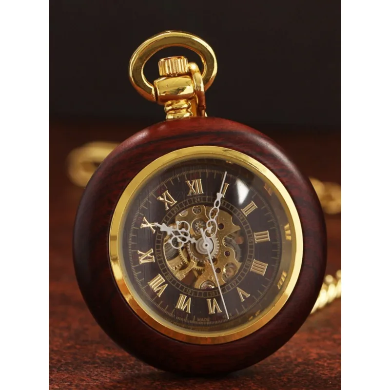 ساعة جيب ميكانيكية أوتوماتيكية بالكامل بدون غطاء ساعة قلادة على شكل قلادة رومانية معدنية كلاسيكية
