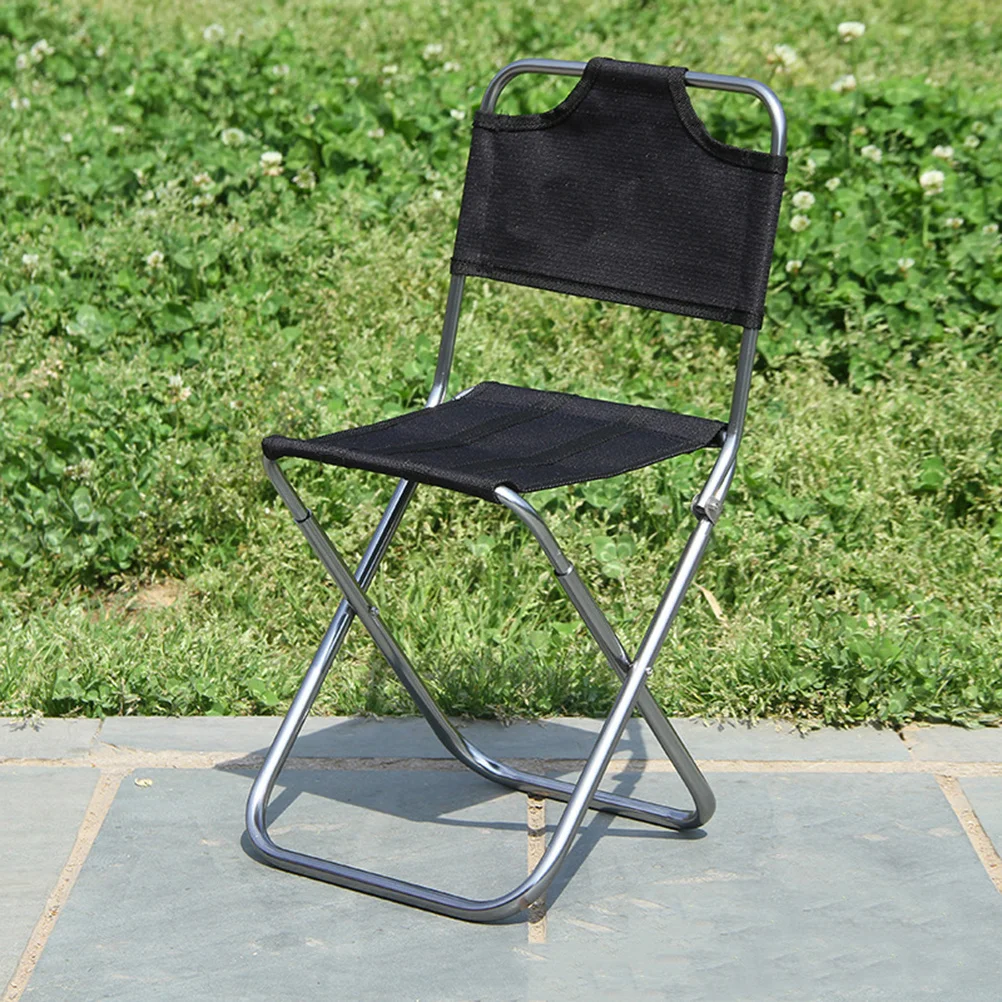 1 قطعة سبائك الألومنيوم للطي الصيد البراز خفيفة الوزن كرسي محمول للتخييم التنزه السفر في الهواء الطلق أسود فضي #1