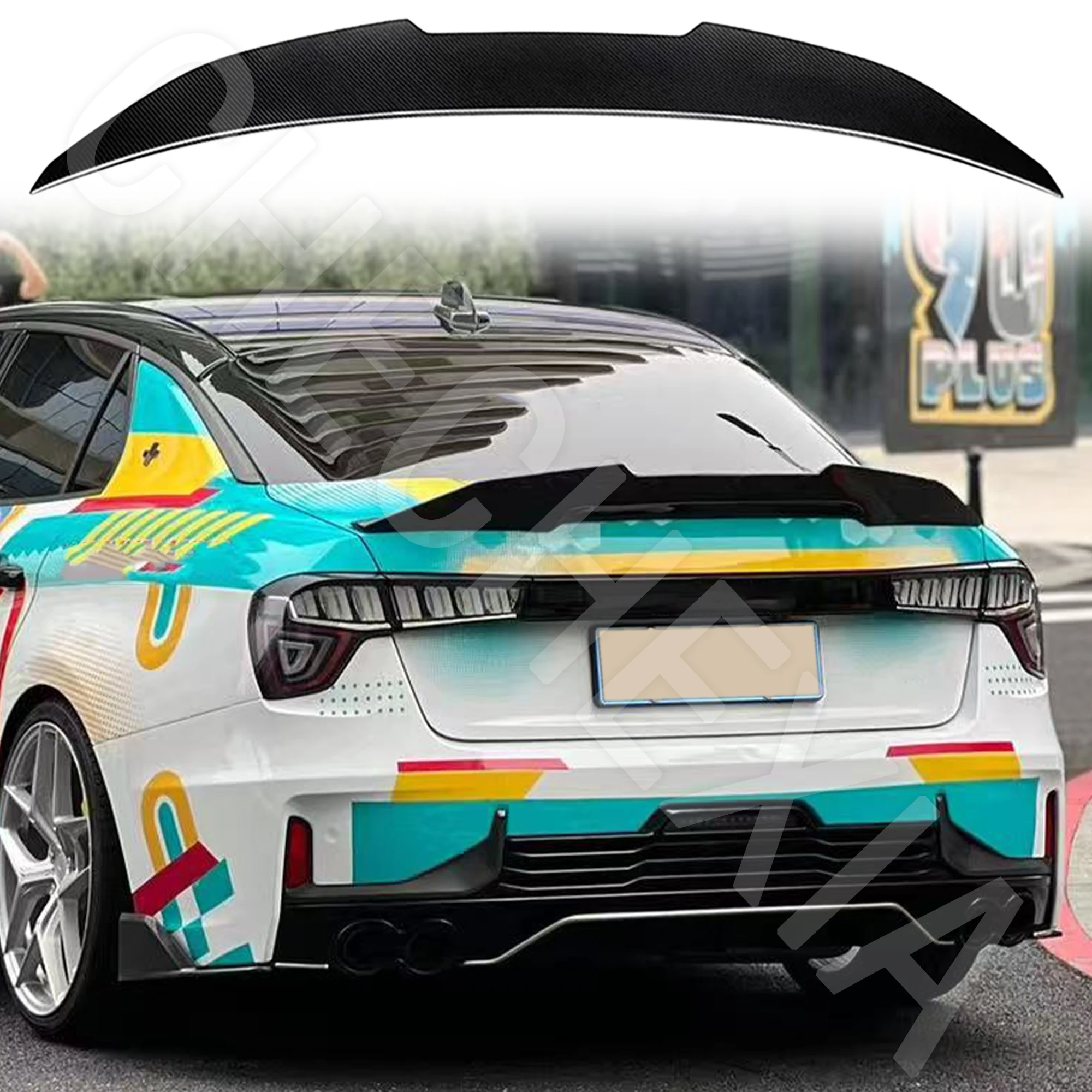 

For LYNK&CO 03 03+ Spoiler 18-25 High-Quality Carbon Fiber Wing Car Rear Luggage Lip Wing Car Accessories PSM Styling
