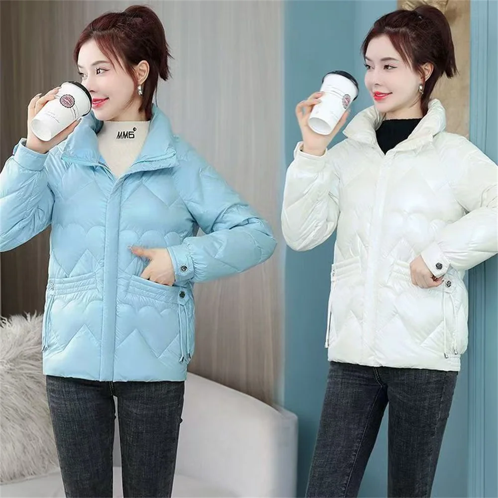 Autumn And Winter Cotton-padded Coat 2024 New Bright Heart Cotton-padded Coat Bright Thick Short Loose Korean Cotton-padded Coat