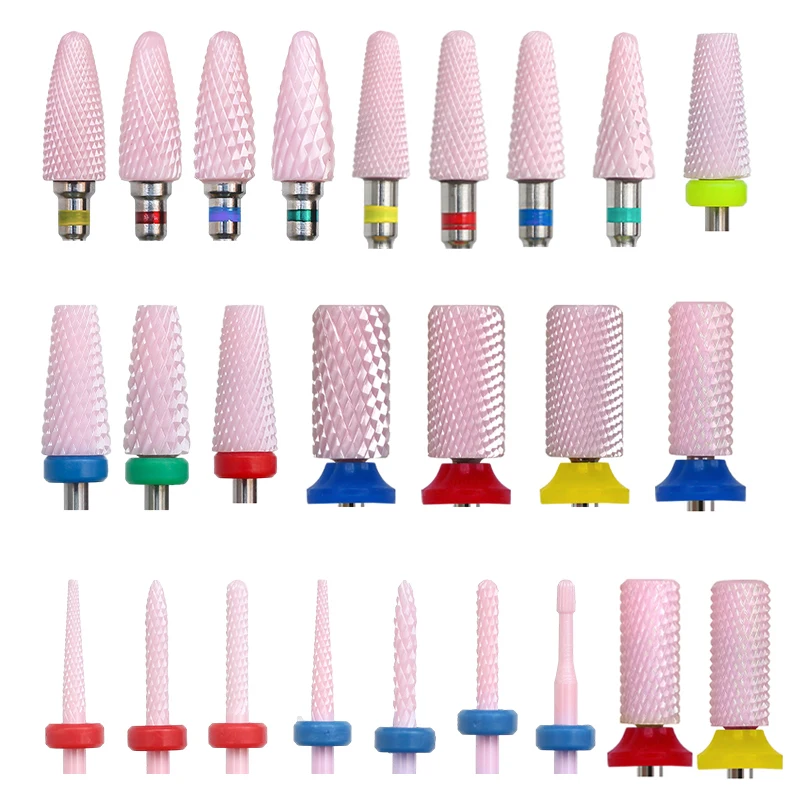 

Розовые керамические фрезы из карбида для маникюра, насадки для удаления геля, полировки и пилинга, инструменты для электрического аппарата, аксессуары для маникюра
