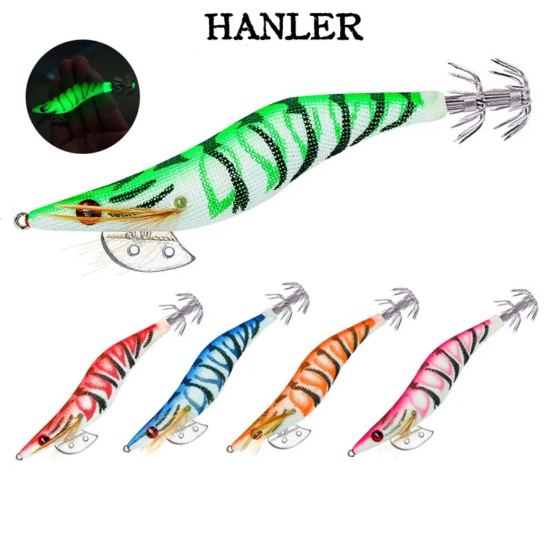 

HANLER 1PCS Squid Bait 2.0# 2.5# 3.0# Artificial Jigging Lures Slow Sinking Strong Hooks Sea Fishing Octopus Cuttlefish Luminous