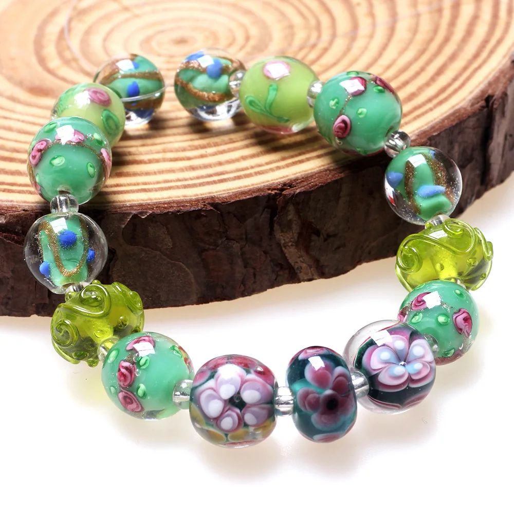 Only 1set!Pure Handmade Retro Sweet Style Lampwork Glass Beads DIY Charm Bracelets/Necklace/Earrings Jewelry Making Accessories!