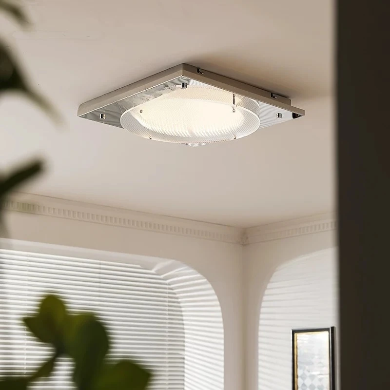 

Bauhaus Square Wrought Iron Ceiling Light Rotundity White Acrylic Lampshade Living Room Bedroom Kitchen Restaurant Hanging Lamps