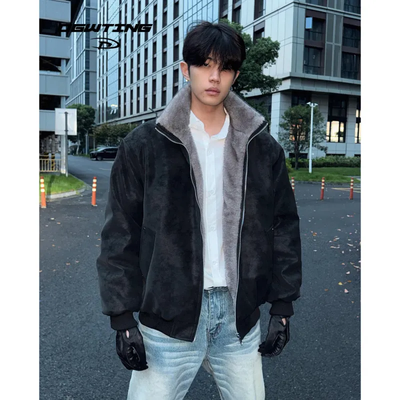 

Американская ретро-куртка из утолщенного двухцветного меха и хлопка для мужчин, зимняя, в стиле High Street, теплая, модель Mountain Eagle