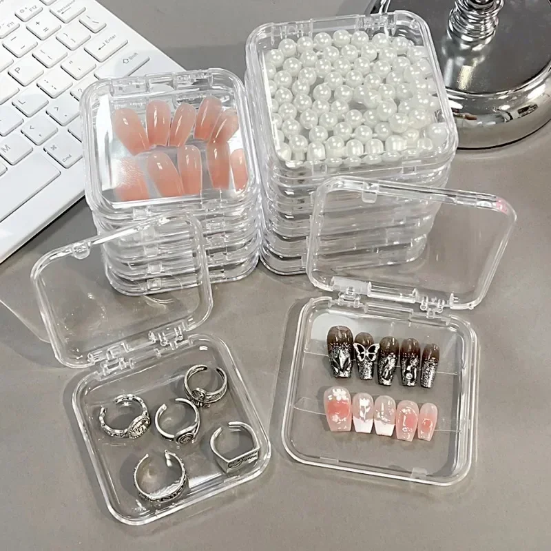Transparent Acrylic Storage Box Portable Square Press-on Organizer Boxes DIY Jewelry Earrings Packaging Display Container Case