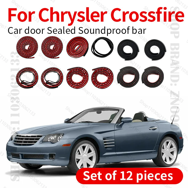 Car Door Seal Strip Rubber Double Layer Sealing Protector Soundproof Dustproof Seal Strip 12PCS For 2003-2008 Chrysler Crossfire