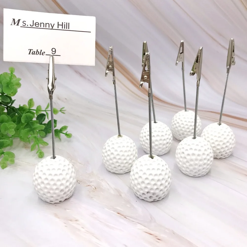 

3pcs Card Clamp White Golf Ball Base Resin Multifunction Photo Clip Stable Base Place Card Holder Golf Event