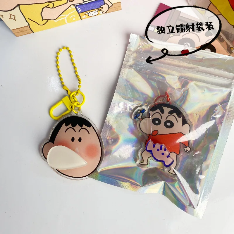 Crayon Shin-chan Boochan 3D Rotate Keychain Anime Acrylic Figure Key Chain Keyring Cartoon Creative Bag Pendant Student Gift - Image 3