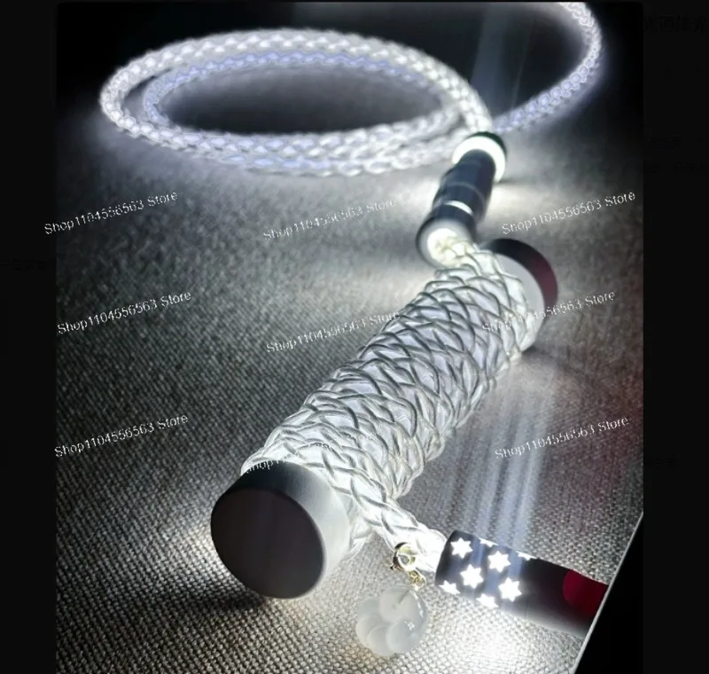 D20 Type-C to USB-A Single-Crystal Copper Spiral Cable, White Luminescent All-Body Mechanical Keyboard Data Cable