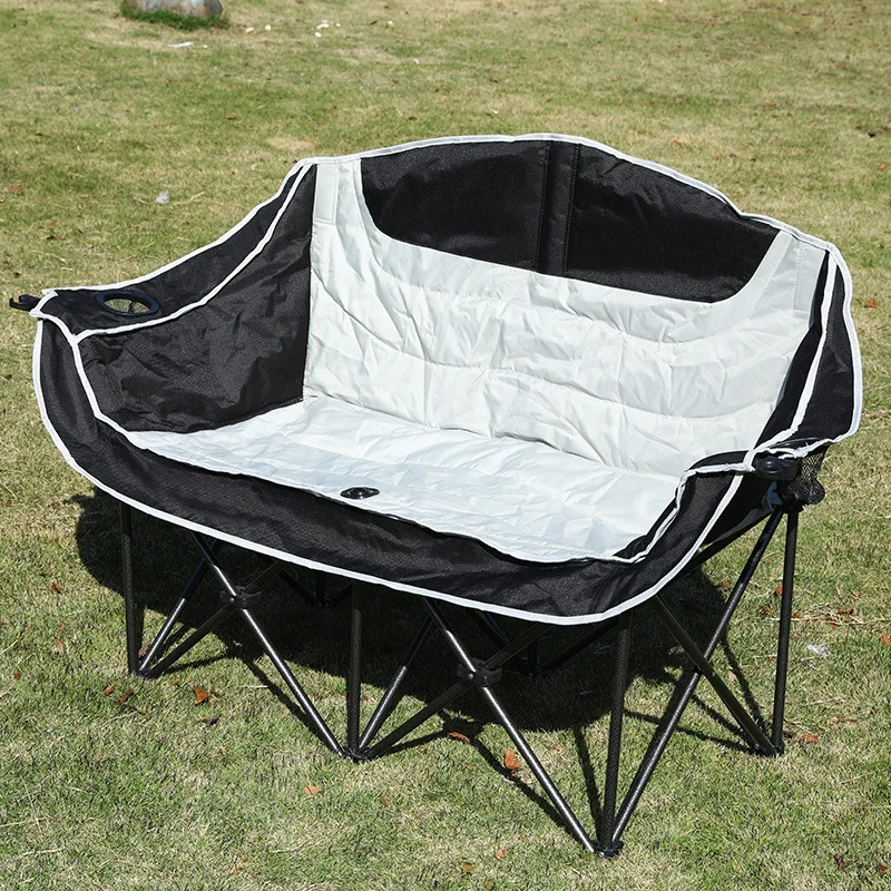 Silla plegable gruesa para acampar al aire libre, silla de luna de algodón doble, portátil, camping, ocio