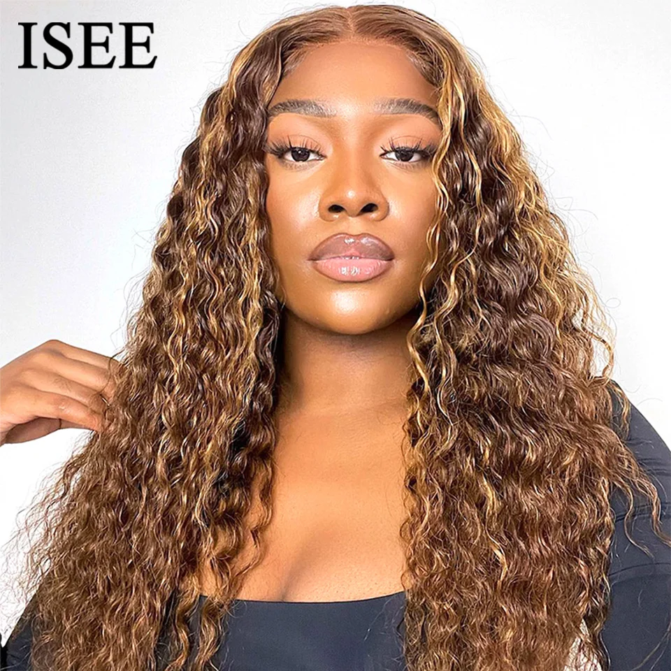 Wear Go Wig ISEE HAIR 4/27 Highlights Mongolian Water Wave Lace Front Wig 6x4 HD Glueless Pre Plucked Human Wigs Ready To Go