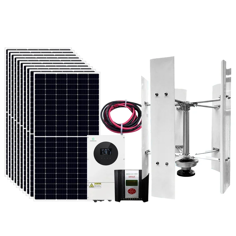 5kw 48v-220v off grid system solar and wind turbine hybrid system for home