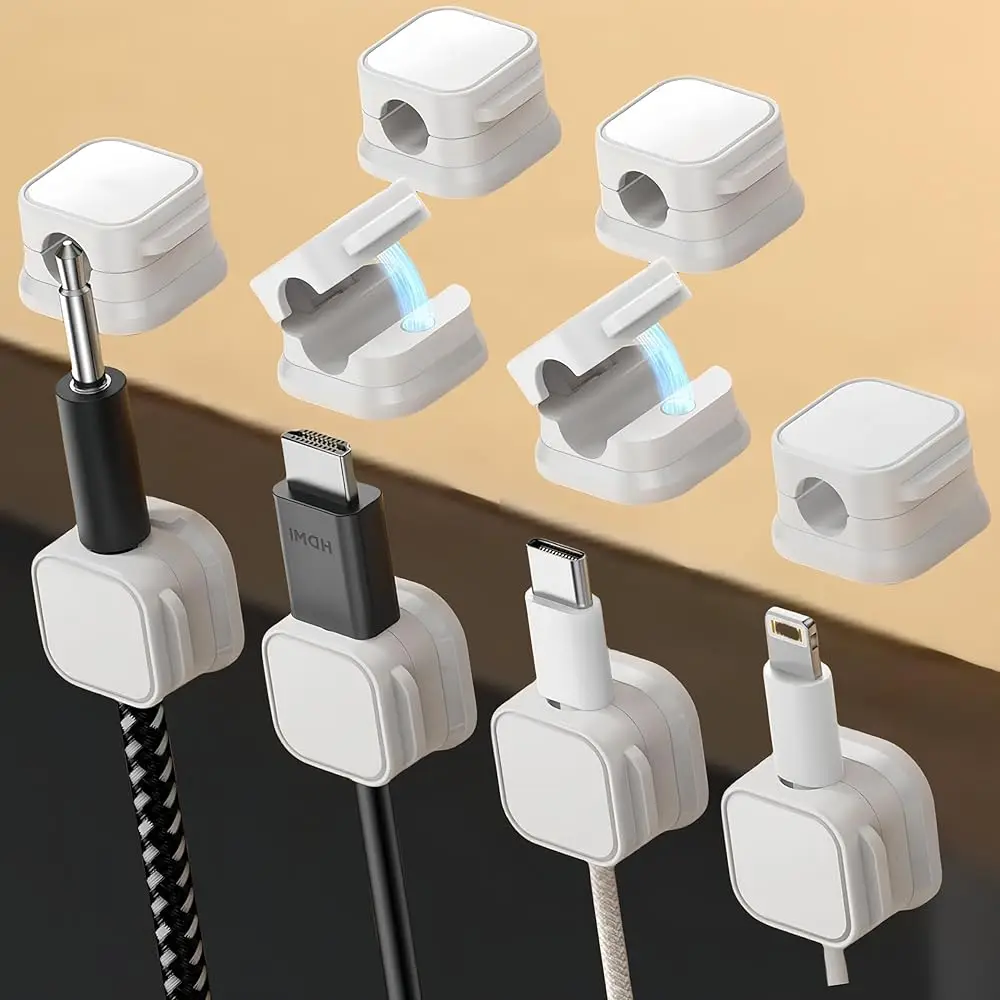 

10 Pack Magnetic Cable Clips,Adjustable and Convenient Cable Management,Wire Holder Organizer,Conceal or Arrange Phone USB Ch