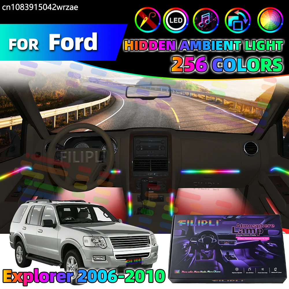 

18 in 1 For Ford Explorer 2006-2010 Years Car Interior Ambient Lights Strips Breathing Lighting Kit App Control Auto LED strips