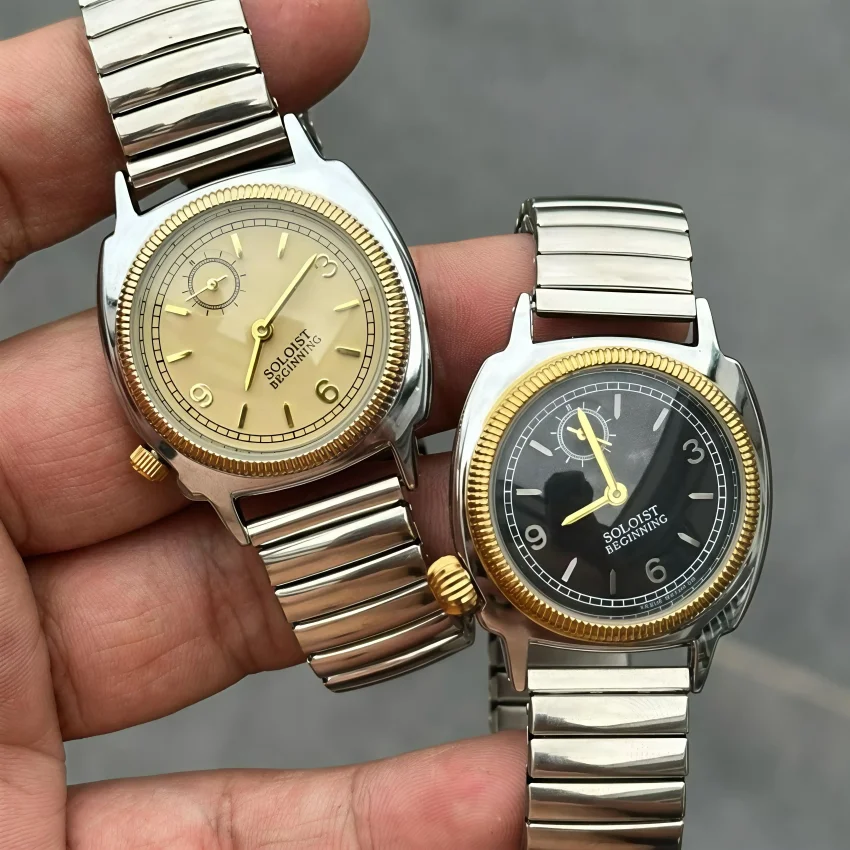 Jam tangan klasik dengan tali elastis dan jam digital kuarsa besar untuk pria dan wanita, hadiah jam tangan untuk Hari Ayah dan Hari Ibu.