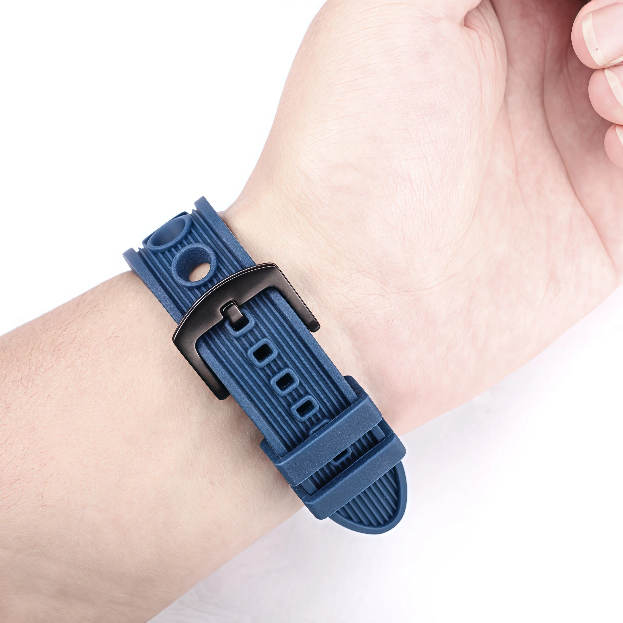 Rubber Silicone Watch Band Strap Black Blue Soft Sports Diving Watchbands Bracelet Silver Black Buckle Watches Accessories