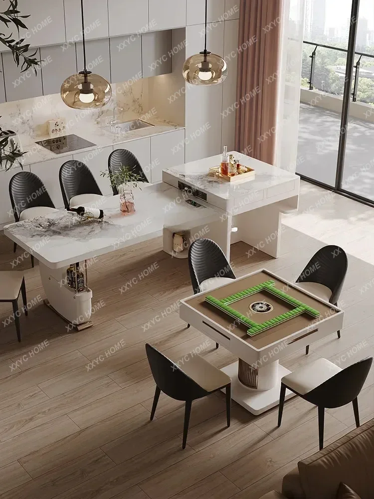 A  newMahjong machine, dining table integrated household multifunctional stretch mahjong machine electric dual-purpose dining ta