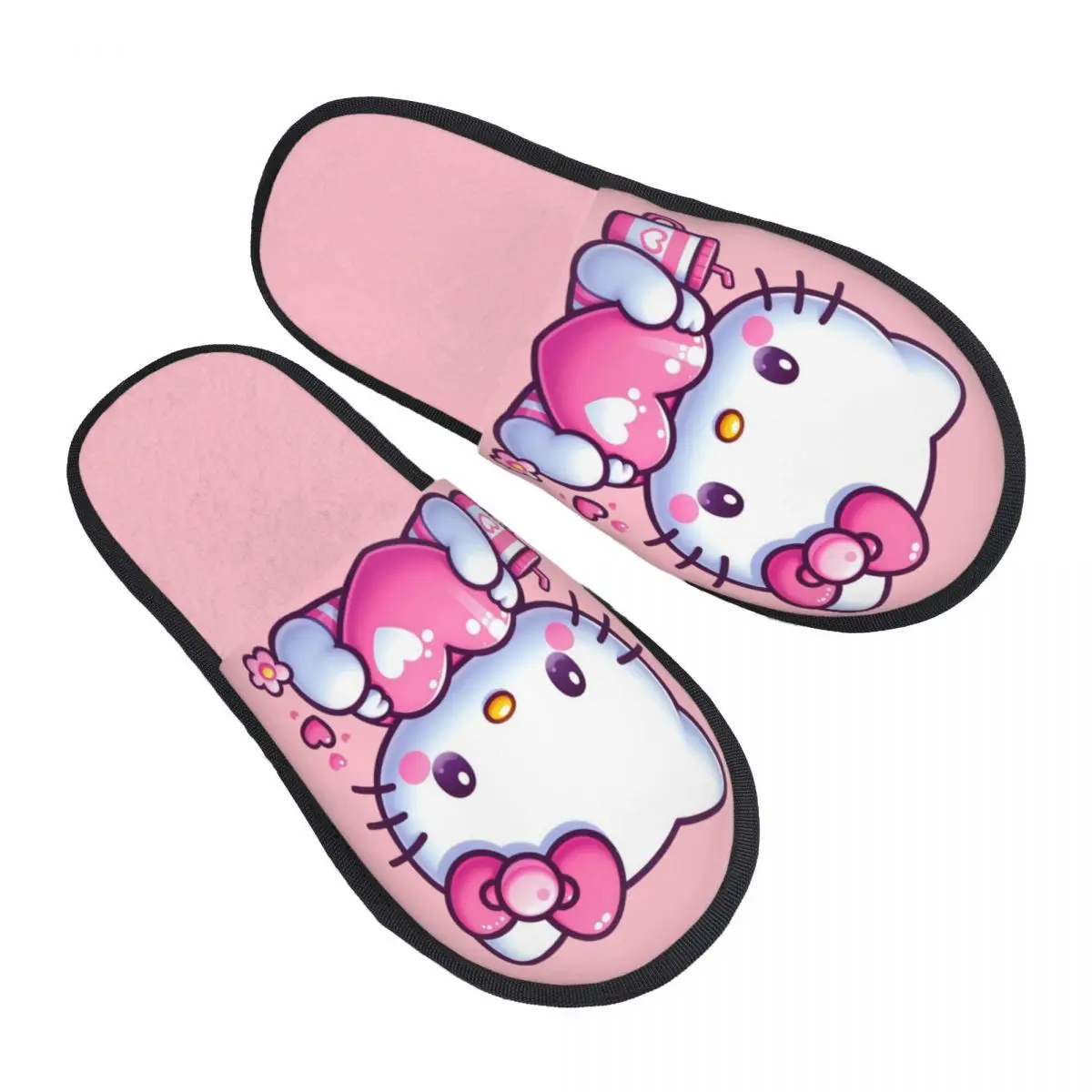 

Изготовленные на заказ тапочки для гостей с героями мультфильмов Hello Kitty для спа-женщин, домашние тапочки