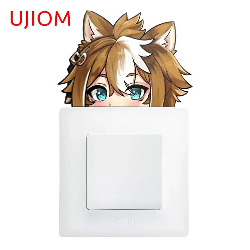 UJIOM 13cm X 9.5cm Game Genshin Impact Peeker Wall Sticker Amusing Switch House Decal Creative Mural Art Home Decoration