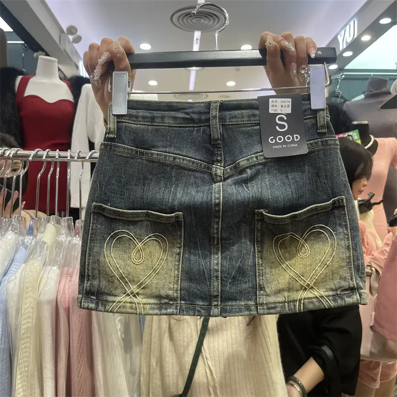 Vintage Denim Short Skirt Female Summer New All-match Slim Trend Sexy Skirts Women Clothes Pocket Zipper Mini Dress Female Skirt