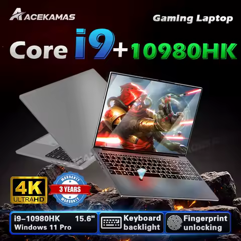 ACEKAMAS 15.6" Gaming Laptop Intel Core i9 10980HK Windows 11 Pro Gamer PC 16GB DDR4 1TB SSD IPS Notebook Computer Laptops PC