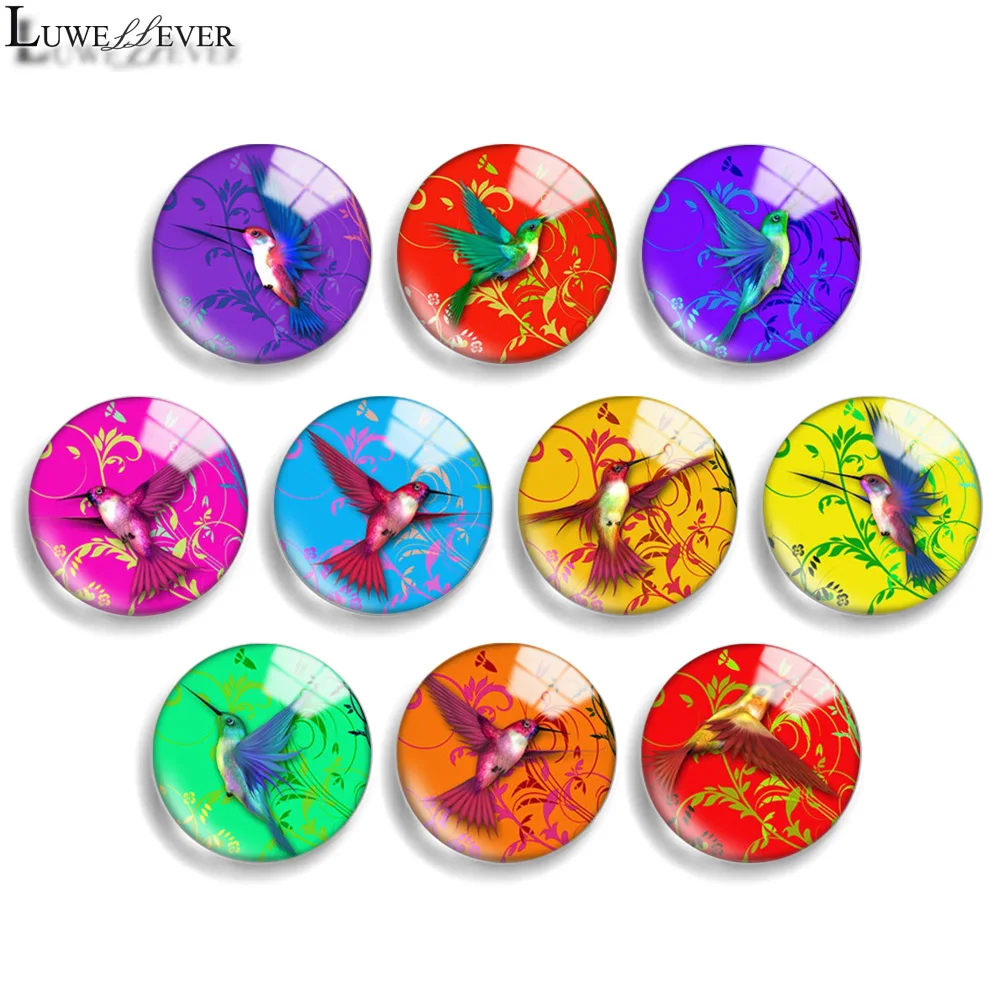 

12mm 12mm 20mm 25mm 30mm 40mm 850 Hummingbird Mix Round Glass Cabochon Jewelry Finding 18mm Snap Button Charm Bracelet