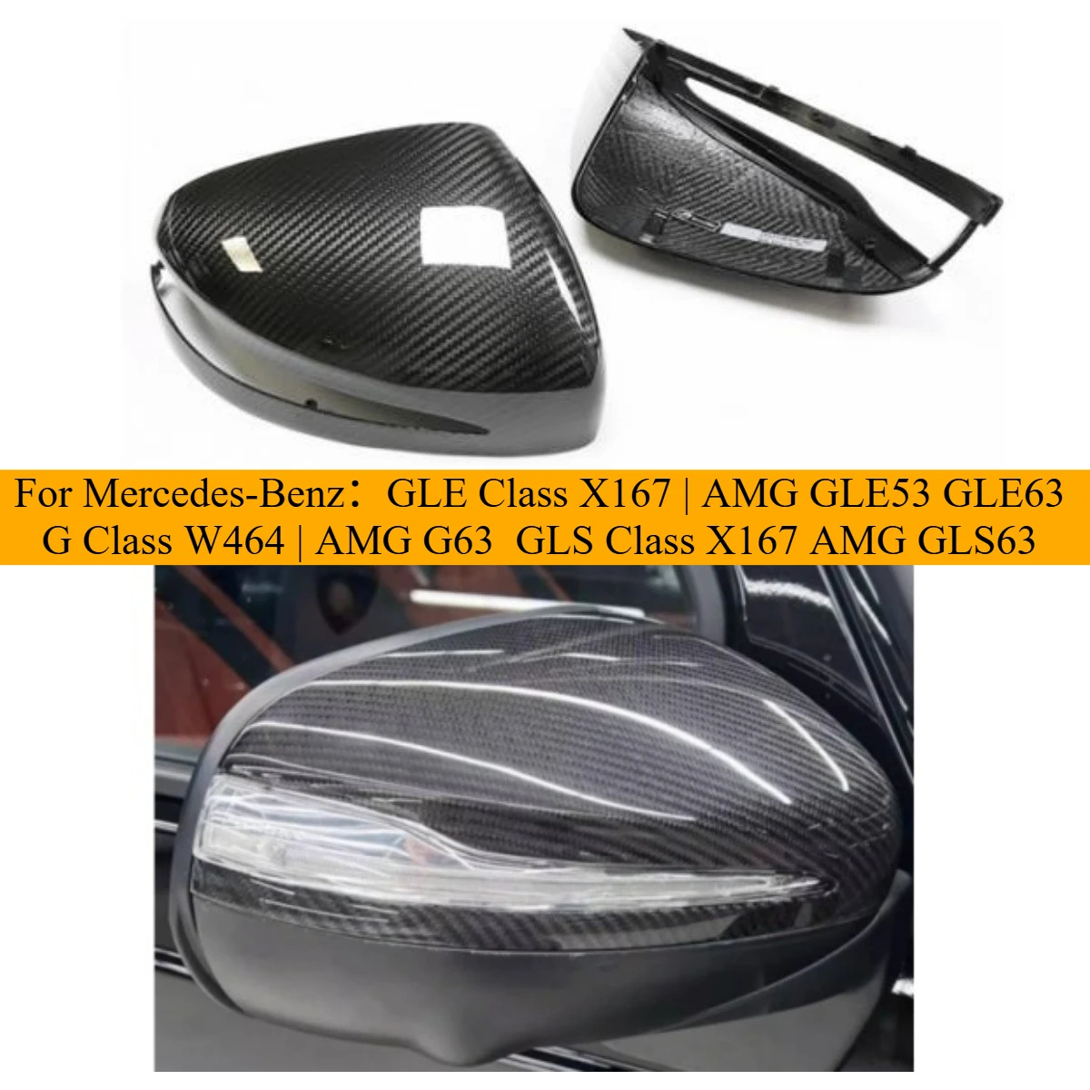 

Dry Carbon Fiber Mirror Cover Replacement for Mercedes-benz AMG G63 W464 GLE W167 GLS 2019+ Sideview Mirror Casing