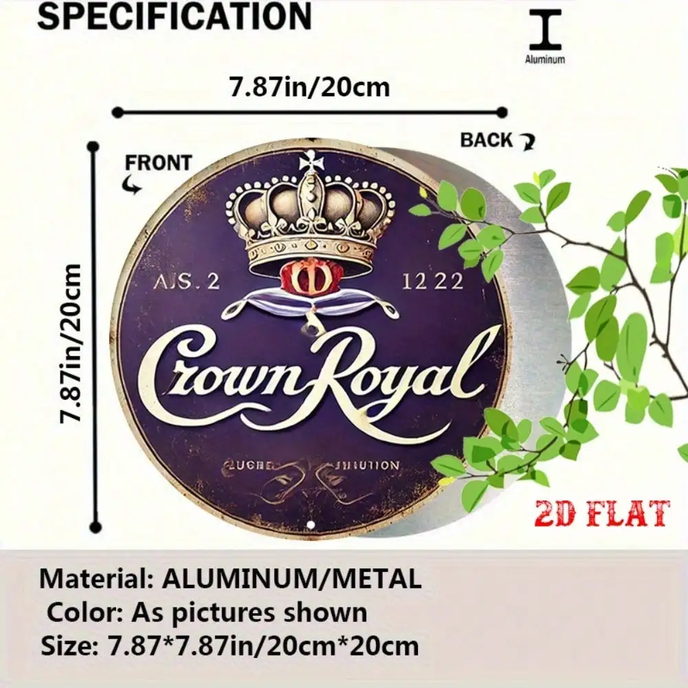 Crown Royal Whiskey Sign Vintage Metal Wall Decor for Home Bar Cafe Garage with Red Ribbon