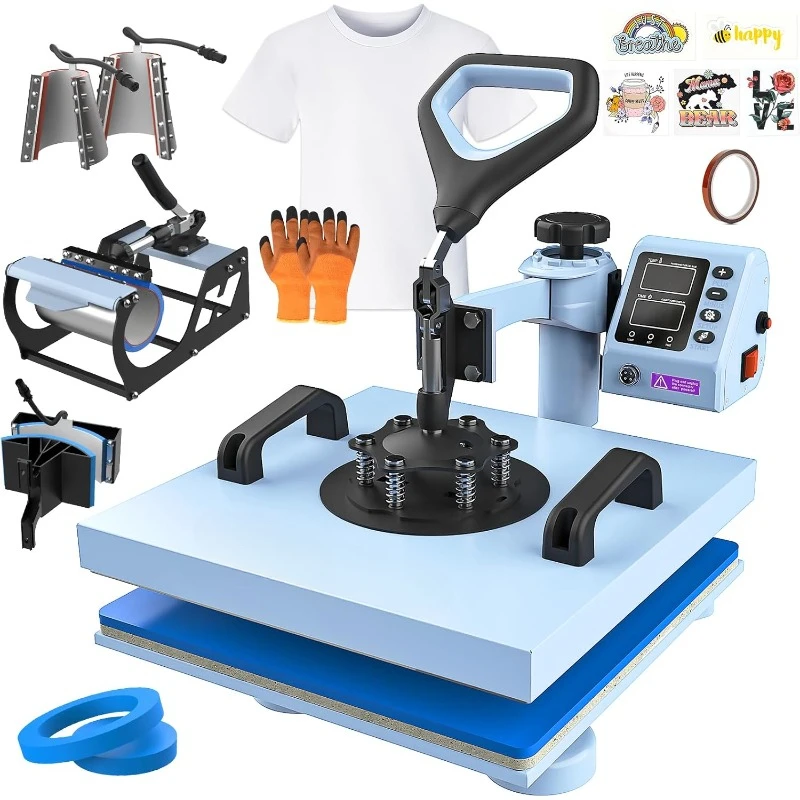 7 in 1 Heat Press 360-Degree Swing Away Digital Press Machine Multifunction Sublimation Combo Heat Transfer Machine