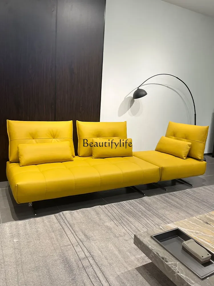 

yj19 Italian Minimalist Genuine Leather Sofa Top Layer Cowhide Multifunctional Apartment Sofa