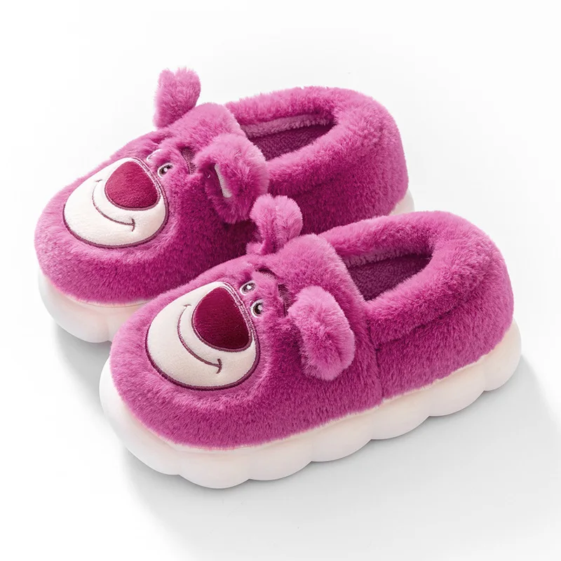 Borsa in peluche Disney con orso fragola e pantofole in cotone Pantofole termiche da donna con suola spessa per interni autunnali e invernali