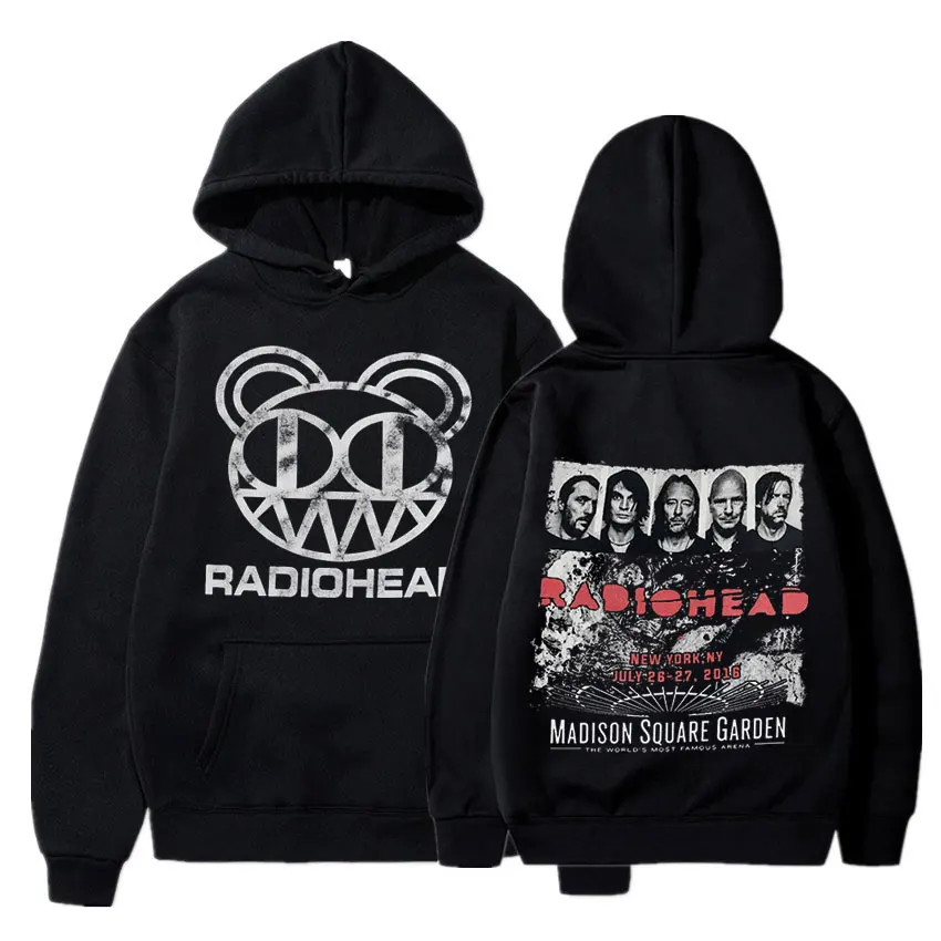 Radiohead Vintage Print Hoodie Men Oversized Cotton Hoodies Hip Hop Line Up New York Tour Rock Band Music Album Sweatshirt