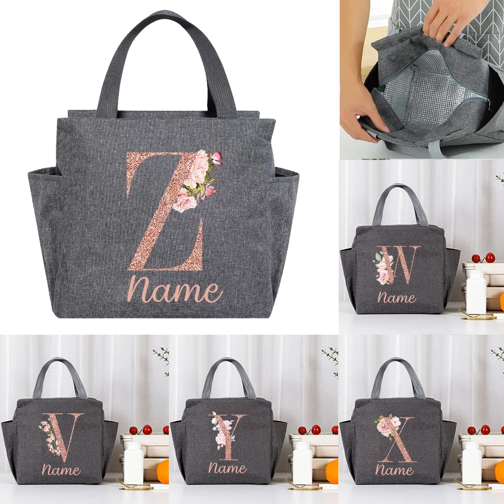 

Custom Name Lunch Bag Insulated Thermal Lunch Box Large Tote Bag for Work Food Storage Bags for Travel Gift for Teacher's Day