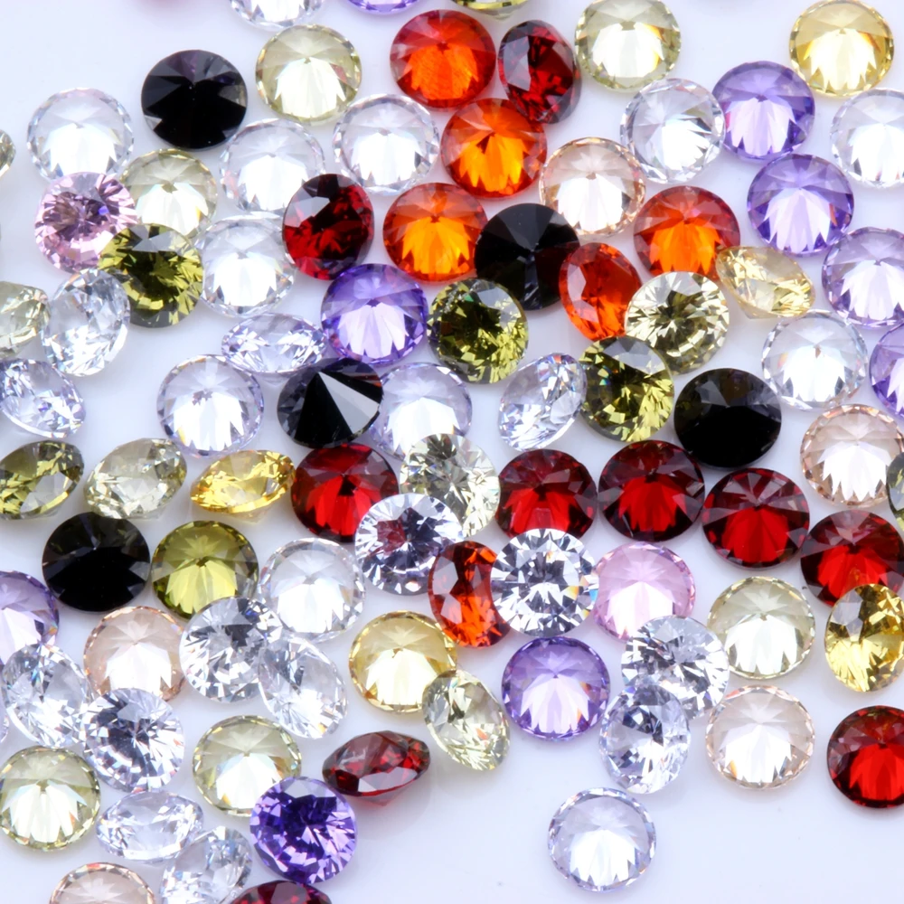 1000pcs AAAAA+ 1.0-4.0mm CZ Stone Round Cut Beads Mixed Colors Cubic Zirconia Synthetic Gems For Jewelry