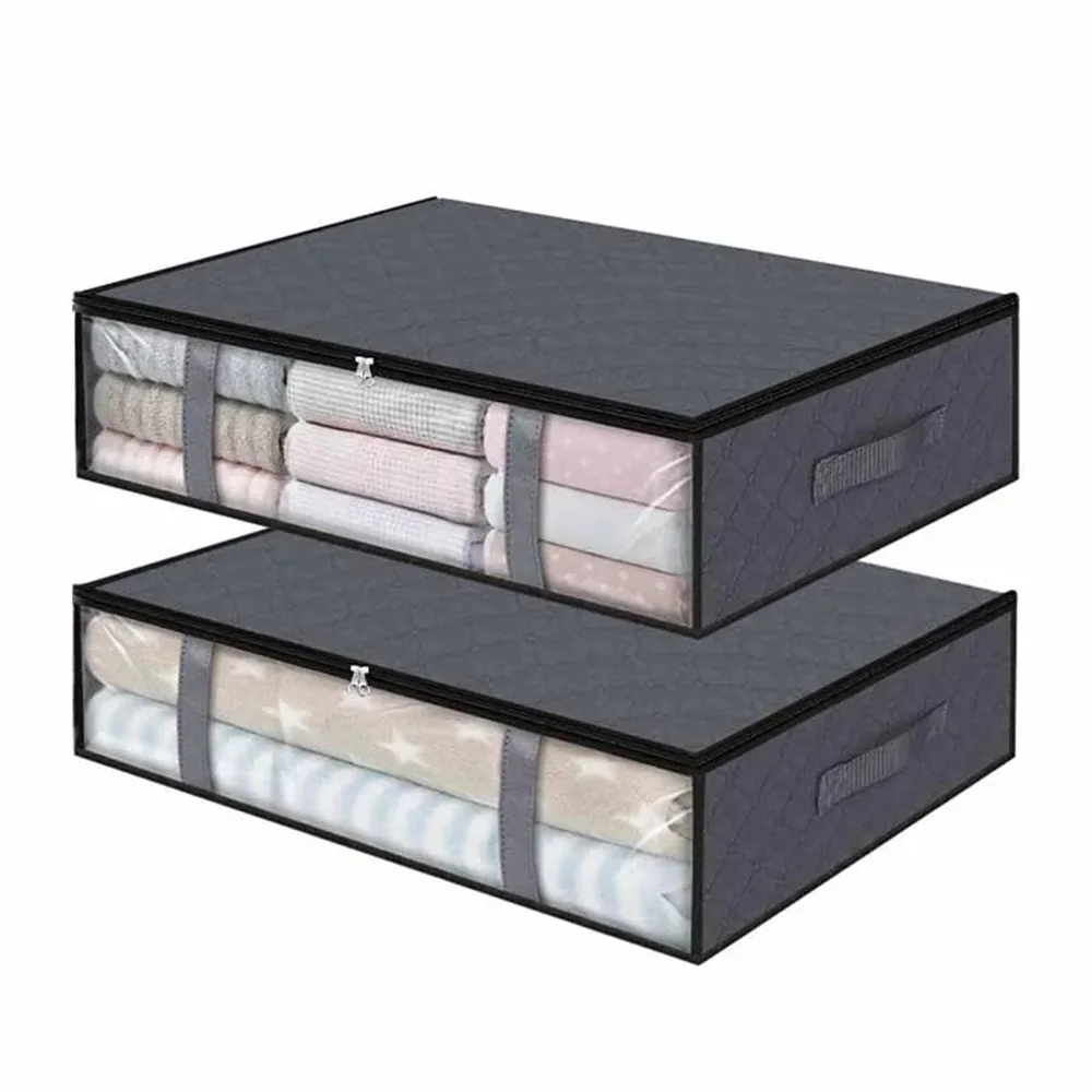 NEUE Große Unterbett-Aufbewahrungstaschen Vliesstoff-Kleiderorganizer mit Klarsichtfenster Verstärkte Griffe für Bettdecken Decken Bettwäsche ﻿