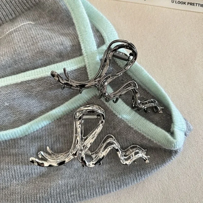 العصرية المعادن القرش مشبك شعر غير النظامية كراب كليب فاسق نمط أسود فضي الكورية النساء دبوس الشعر الملحقات