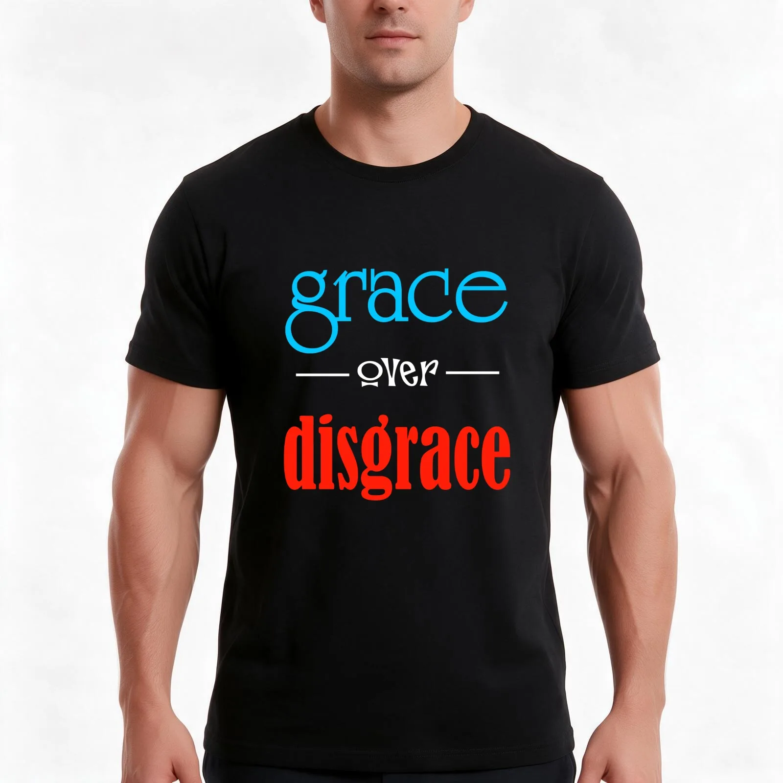 GRACE OVER DISGRACE T-Shirt, Summer Casual Cotton Tee, Oversized Streetwear Tops, Vintage Graphic Print, Loose Fit Short Sleeve