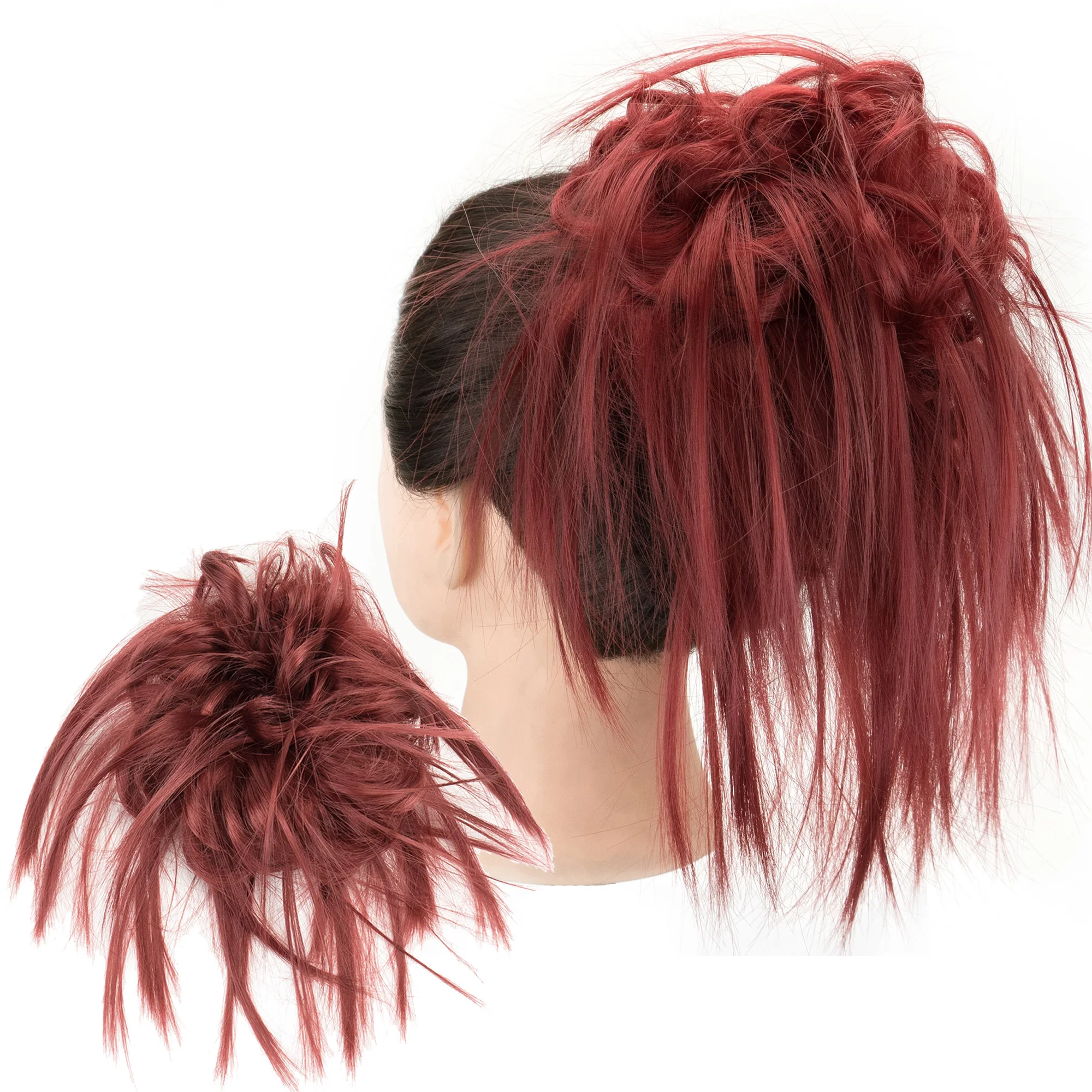 

Synthetic Messy Hair Bun Piece Updo Fake Scrunchies Extension Wavy Curly Hairpieces Ponytail Chignon Headband for Women