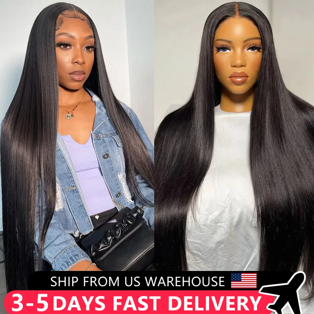 Brazilian Lace Frontal Wig Bone Straight 13x4 13x6 Transparent Lace Front Human Hair Wigs 30 32Inch For Black Women Pre Plucked