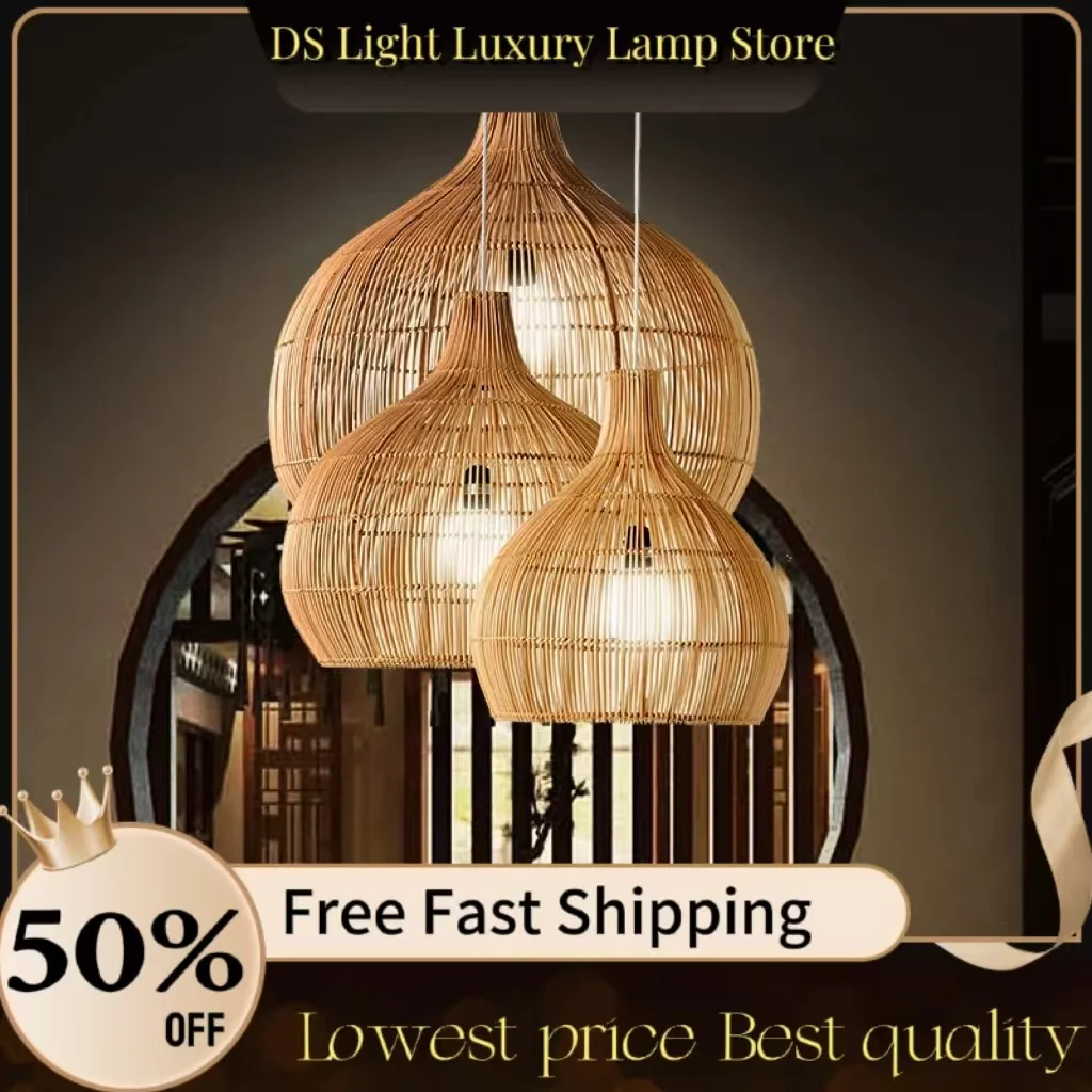 

Vintage Rattan Pendant Lights Hand-woven Rattan Hanging Lamp Lights for Living Room Decoration Dining Room Lamps E27 Suspension