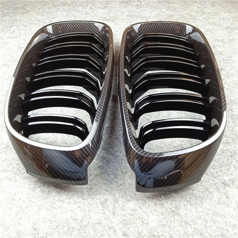 Pair Glossy black/M Color 2 line mesh grille for B MW 3 series GT F34 ABS Car grill Carbon Look dual slat kidney grille 2012-IN