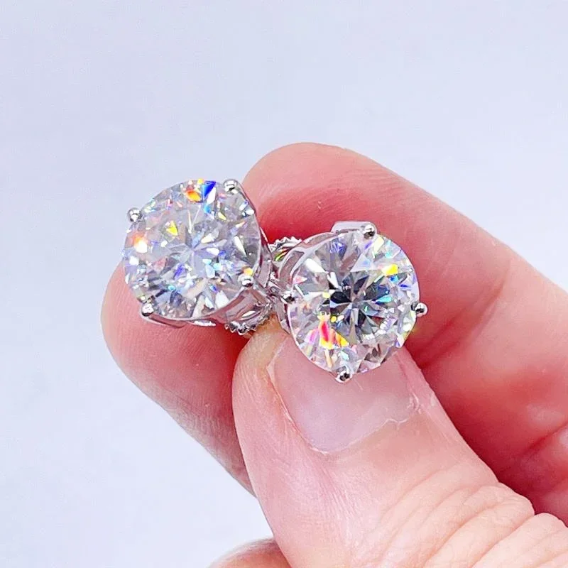 Premium 0.5-2ct Moissanite Diamond Stud Earrings for Women Original 925 Sterling Silver Screw Back Women Moissanite Earring