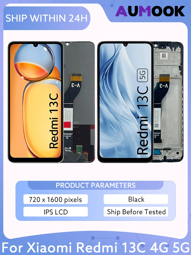 6.74 "ekran LCD dla Xiaomi Redmi 13C 4G 5G wyświetlacz LCD ekran dotykowy Digiziter zgromadzenie z ramką 23100RN82L 23124RN87G części — zdjęcie produktu 7