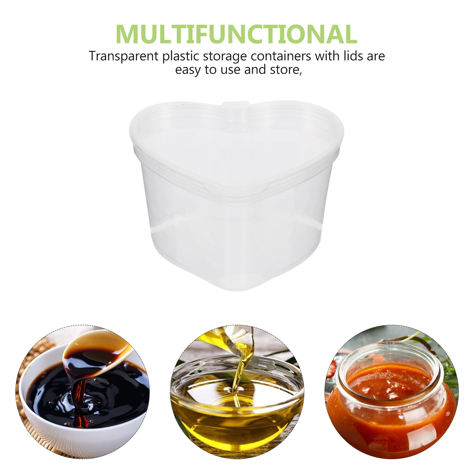 

50 pcs 50Ml Pp Plastic Transparent Heart Shaped Spice Storage Leak Proof -Friendly Heat Resistant