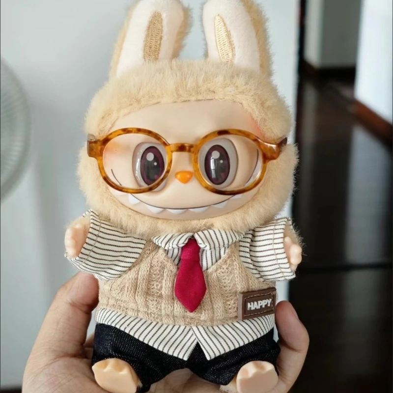 

Doll Clothes for Labubu V1 V2 V3 17cm Gentleman Top Black Jeans Leopard Print Glasses Three-piece Set Peripheral Toy Accessories