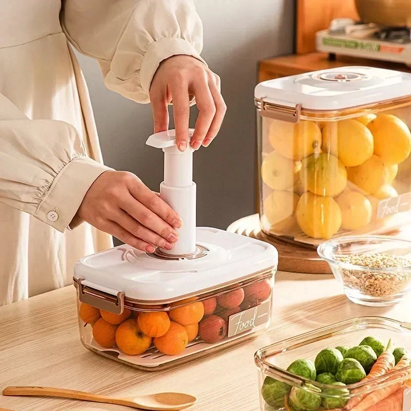 Food Vacuum Storage Box Sealed Kitchen Fresh-Keeping Box Large Capacity Food Transparent Storage Container with Vacuum Pump